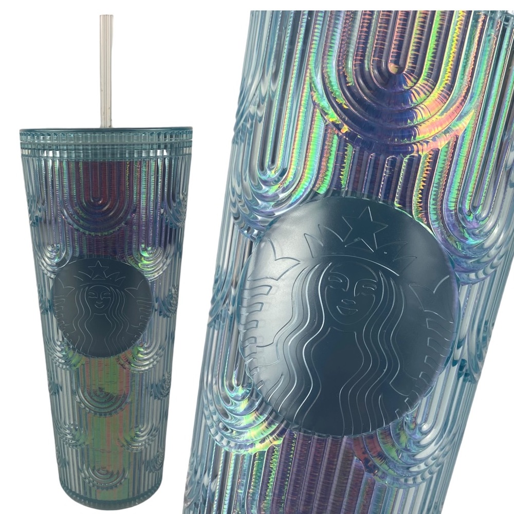 Starbucks 2022 Mermaid Rainbow Irirdescent Venti Cold Cup Tumbler with Straw